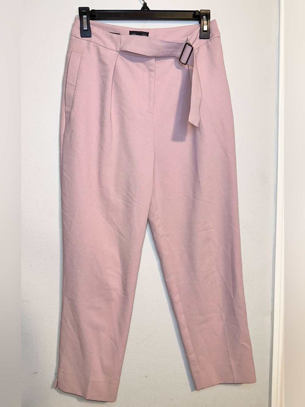 Topshop Soft Pink Belted Cropped Pants
